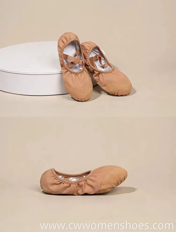 Brown Sheep Tips Ballet Shoes Soft Split Sole Dancing Canvas Ballerina Slippers